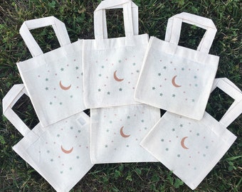 6 Moon and Stars Party Favor Bags, Moon Treat Bags, Star Party Favors, Party Favor Bags, Moon and Stars Goodie Bags, Moon and Stars Bags