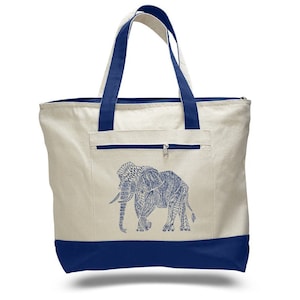 Elephant Tote Bag, Elephant Tote, Elephant, Tote Bag, Canvas Bag, Bag, Elephant Gifts, Canvas Tote Bag, Tote Bag, Elephant Gift, Blue, Red