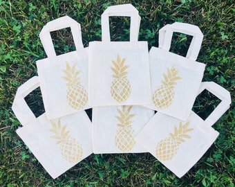 Gold Pineapple Party Favor Bags, Pineapple Treat Bags, Pineapple Party Favors, Party Favor Bags, Pineapple Goodie Bags, Pineapple Bags