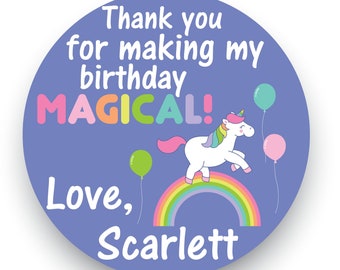 Unicorn Thank You Stickers, Unicorn Birthday Stickers, Unicorn, Stickers, Unicorn Party Stickers, Unicorn Party Favor Sticker, Unicorn Party