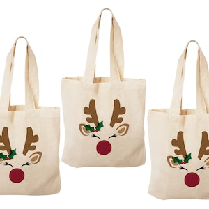 3 Reindeer Treat Bags, Christmas Party Favor Bags, Christmas Party Favors, Christmas Party Bags, Christmas Goodie Bags, Christmas Gift Bags