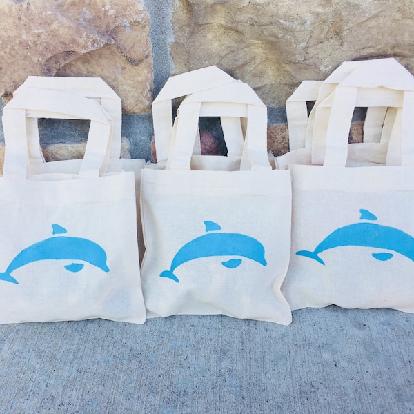 6 Dolphin Party Favor Bags, Dolphin Party Favors, Beach Treat Bags, Ocean Party Bags, Dolphin Party Decor, Dolphin Treat Bags, Ocean Party