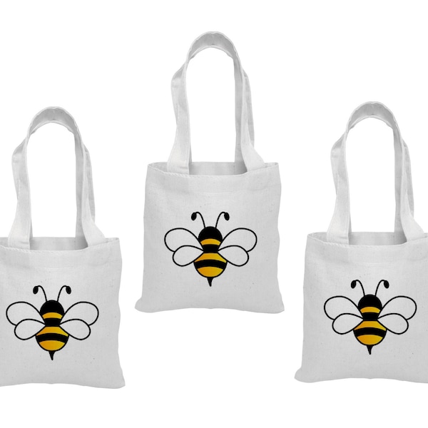 3 Bee Party Favor Bags, Bee Gift Bags, Bumblebee Party Favors, Party Favor Bags, Cotton Party Bags, Bee Treat Bags, Bee Party Bags, Bee Bags