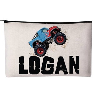 Monster Truck Pencil Pouch, Personalized Monster Truck Pencil Case, Pouch, Zippered Pouch, Monster Truck Car Pouch, Race Car Pencil Case