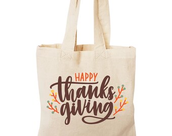 Thanksgiving Favor Bags Friends Pilgrims Indians Turkey Treat Favor Bags Cotton Mini Totes Children Kids Guests Favor Treat Gift Bags