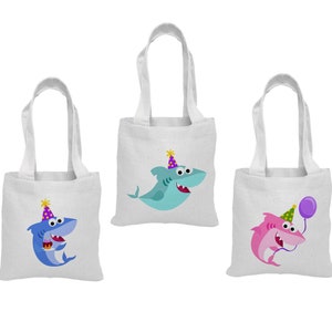 3 Shark Party Favor Bags, Shark Party Favors, Shark Party Favor Bags, Shark Goodie Bags, Shark Party Decor, Shark Treat Bags, Shark Bags
