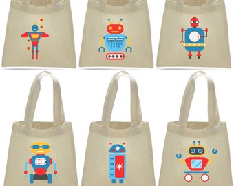 6 Robot Treat Bags, Robot Party Favor Bags, Robot Party Favors, Party Favor Bags, Robot Party Decor, Robot Party, Robot Treat Bags, Robot