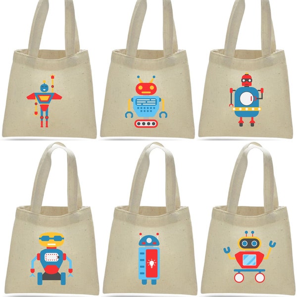 6 Robot Treat Bags, Robot Party Favor Bags, Robot Party Gunsten, Party Favor Bags, Robot Party Decor, Robot Party, Robot Treat Bags, Robot
