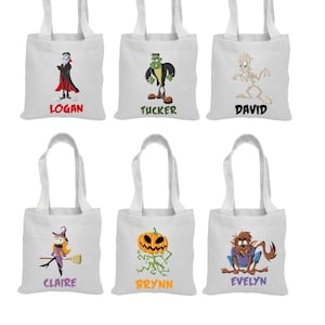 6 Custom Halloween Treat Bags, Halloween Party Favor Bags, Halloween Treat Bags, Halloween Bags, Halloween Goodie Bags, Halloween Swag Bags