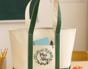 Teacher Gift - Personalized Teacher Tote Bag: Heavy-Duty Cotton Canvas, Interior Pocket