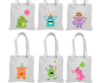 6 Monster Treat Bags, Monster Party Favor Bags, Monster Party Favors, Monster Party Bags, Monster Party Decor, Monster Party, Monster Bags