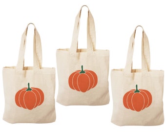 Pumpkin Treat Bags: Halloween Cotton Party Favor Bags - Set of 3
