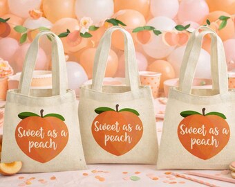 Bolsas de regalo para fiesta de melocotón: juego de 3 bolsas de algodón para golosinas