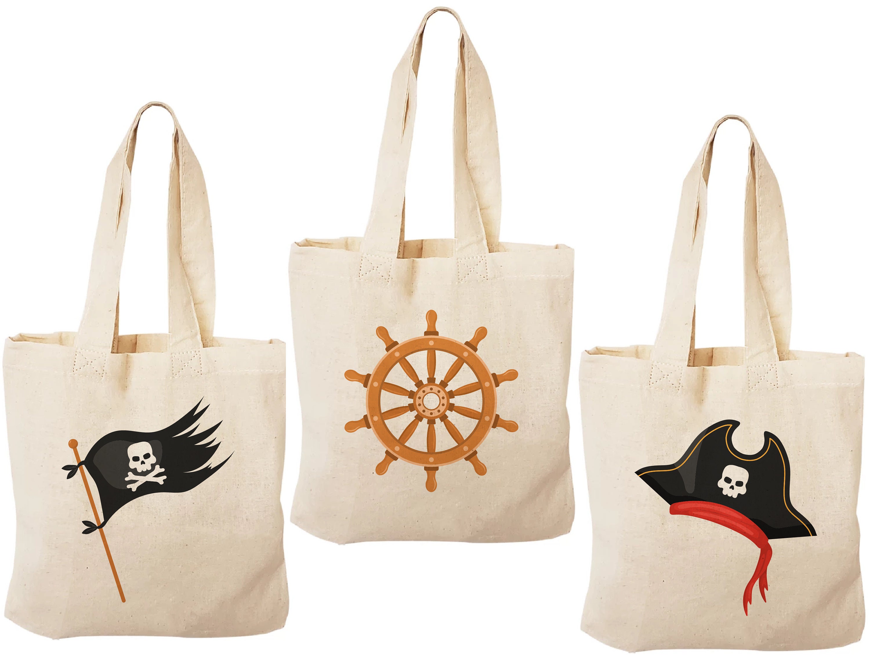 3 Pirate Party Favor Bags, Pirate Treat Bags, Pirate Gift Bags