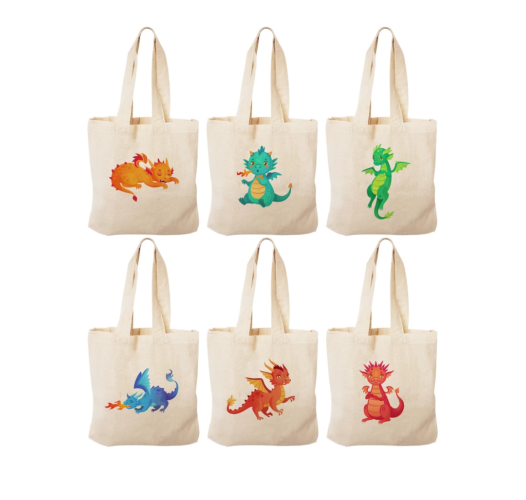 6 Dragon Party Favor Bags, Dragon, Treat Bags, Dragon Party Favors