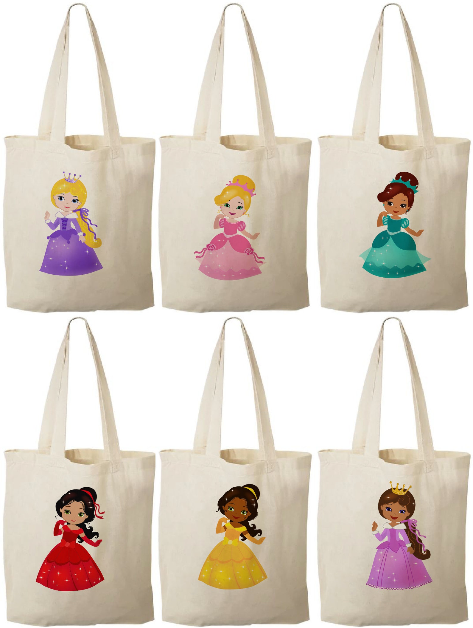 6 Princess Party Favor Bags Princess Party Bags Princess Etsy