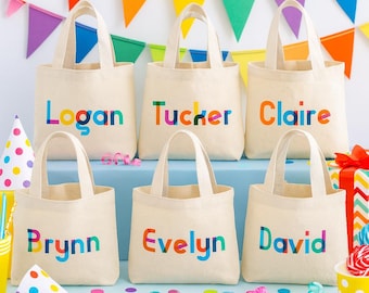 Personalized Rainbow Name Party Favor Bags - Set of 6