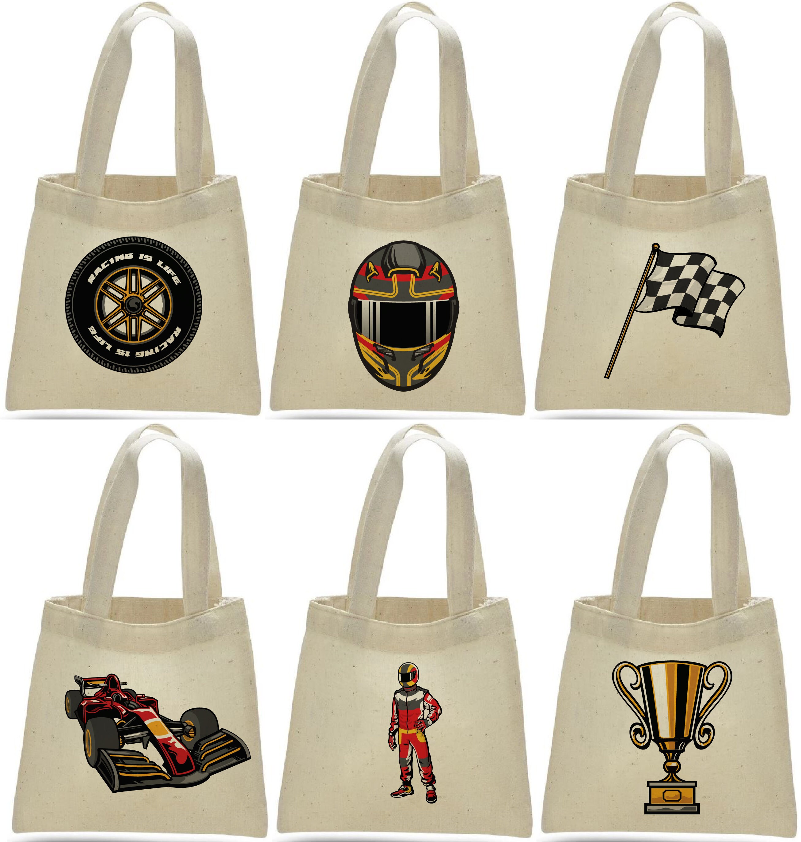 Race Car Party Favor Bags, Set of 6 Cotton Treat Bags - Etsy