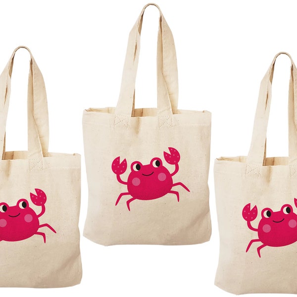 3 Crab Party Favor Bags, Crab Party Favors, Party Favor Bags, Crab Goodie Bags, Under The Sea Party Decor, Crab Treat Bags, Crab Gift Bags