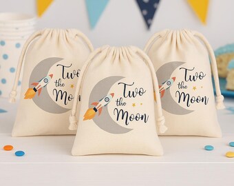 Two the Moon Party Favor Bags – Rocket & Moon Cotton Canvas