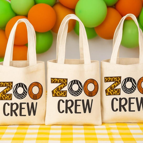 Sacs de cadeaux en coton Zoo Crew - Fête d'anniversaire safari, lot de 3