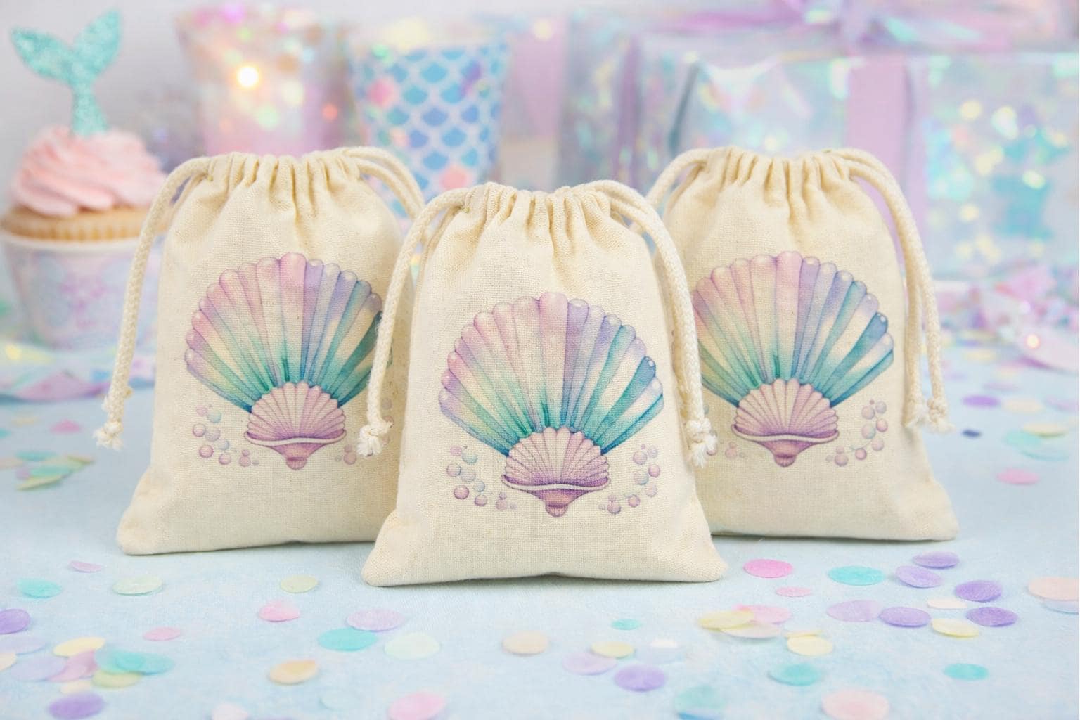 Mermaid Sea Shell Party Favor Bags - Drawstring - Etsy