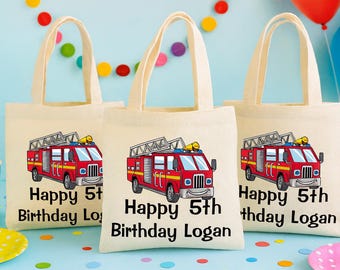 Personalisierte Feuerwehrauto Party Favor Bags - Set mit drei Taschen