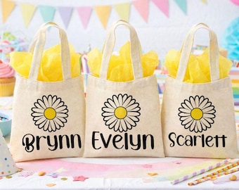 Personalized Daisy Party Favor Bags - Set of Three Bags