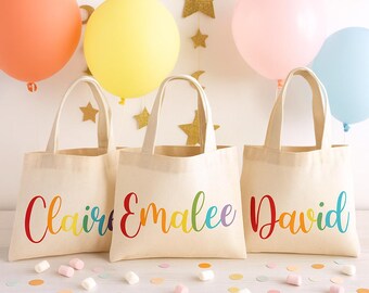 Custom Rainbow Name Party Favor Bags - Set of Three