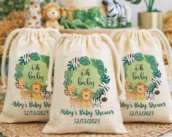 Bolsas de regalo personalizadas para baby shower con temática de safari