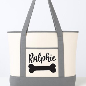 Dog Owner Gift - Personalized Dog Tote Bag Gray
