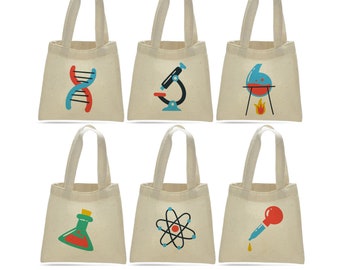 6 Science Treat Bags, Science Party Favor Bags, Science Party Favors, Party Favor Bags, Treat Bags, Science Party Decor, Science Party Bags