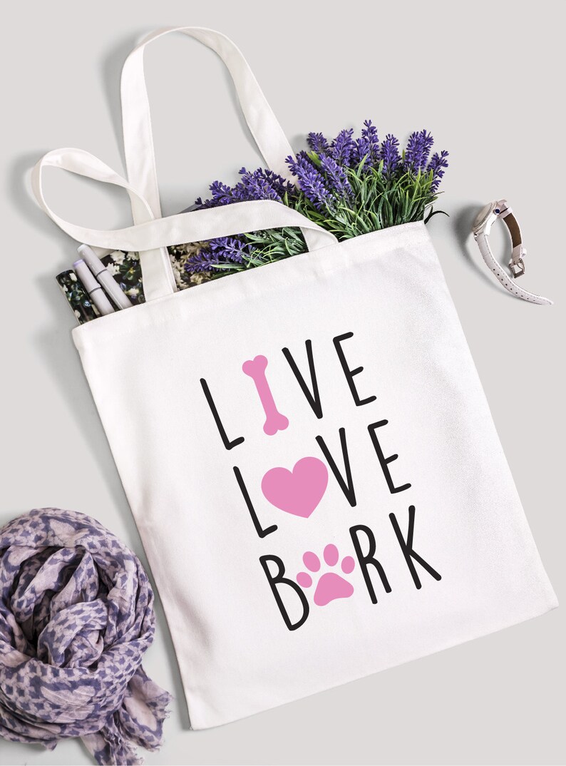 Dog Tote Bag Live Love Bark Dog Mom Tote Bag Dog Mom Gift Etsy