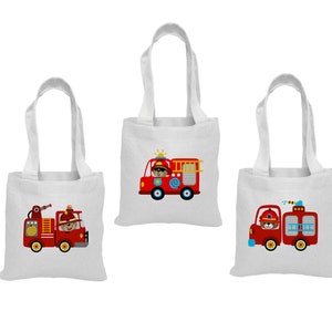 3 brandweerwagens traktatiezakken, brandweerman partij gunst tassen, brandweerwagen goodiebags, brandweerman partij gunst tassen, brandweerman partij, brandweerman partij