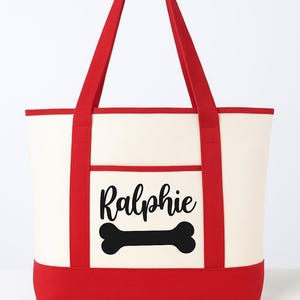 Dog Owner Gift - Personalized Dog Tote Bag Red