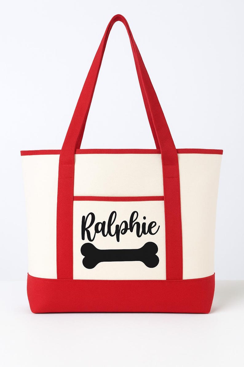 Dog Owner Gift - Personalized Dog Tote Bag Red