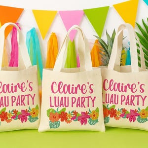 Personalized Luau Party Favor Bags - Set of Three Bags