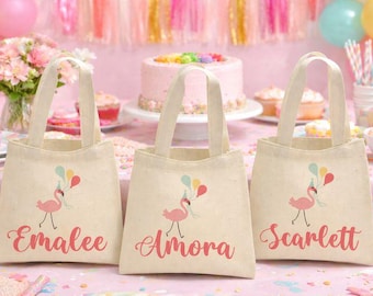 Sacs de cadeaux Flamant rose - Lot de trois sacs - Personnalisés