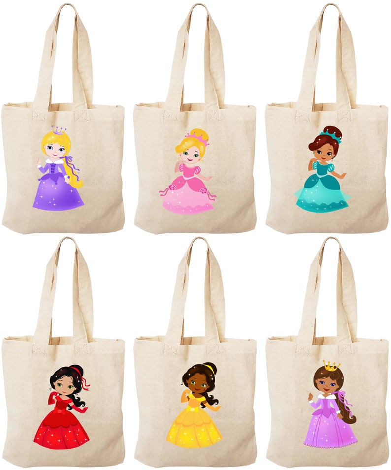 6 Princess Party Favor Bags Princess Party Bags Princess Etsy