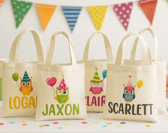Personalized Owl Party Favor Bags - Set of Four Bags