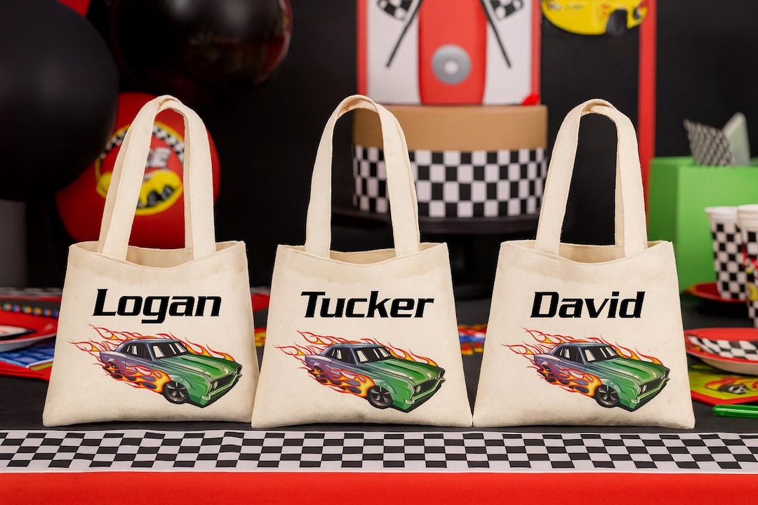 Tote Racing Paper Personalized Race Car Party Favor Bags - Custom Name Canvas Tote - Etsy
