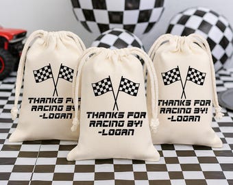 Personalisierte Checkered Flagge Geschenktüten - Rennauto-Party