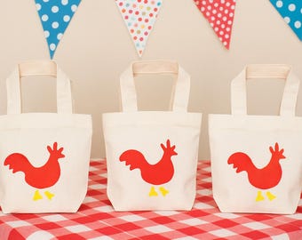 Chicken Party Favor Bags - Set of Three Bags