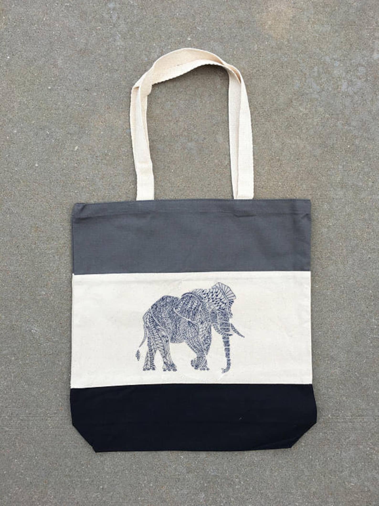 Elephant Tote Bag Elephant Bag Elephant Tote Blue Tote Bag Etsy