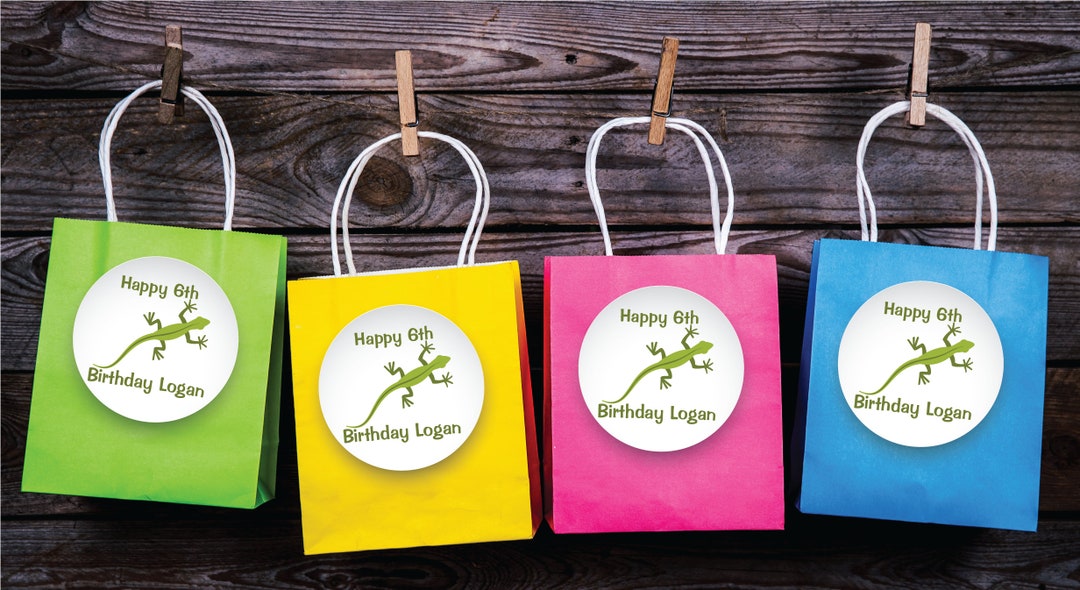 Lizard Birthday Stickers, Reptile Party Favor Stickers, Stickers