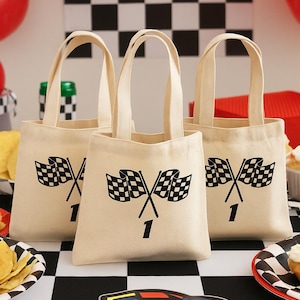 Torba bawełniana z motywem szachownicy – torba na upominki na imprezę Race Car