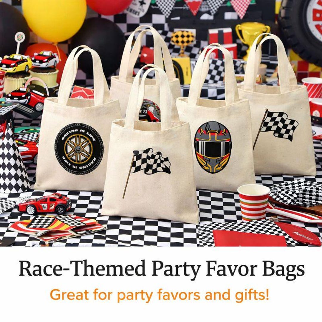 Race Car Party Favor Bags, Set of 6 Cotton Treat Bags - Etsy