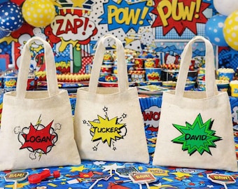 Comic Book Super Hero Party Favor Bags - Set of Three Bags