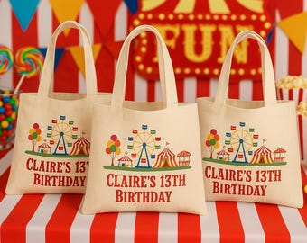 Personalisierte Karneval Favor Taschen - Zirkus-Geburtstags-Party Baumwolltasche