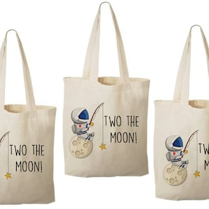 3 Two The Moon Treat Bags, Two The Moon Birthday Party, Two The Moon, Party Favor Bags, Space Goodie Bags, Treat Bags, Space Party, Gift Bag